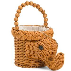 Tommy Bahama Woven Wicker Elephant Crossbody Handbag NWT